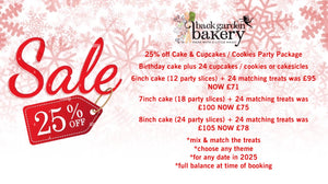 25% off Party Packages - Birthday cake plus 24 cupcakes / cookies or cakesicles